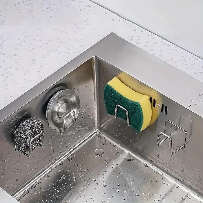 Porte-éponge en acier inoxydable mural pour évier conception sans perçage pour rangement éponges et outils cuisine occasions quotidiennes et festives