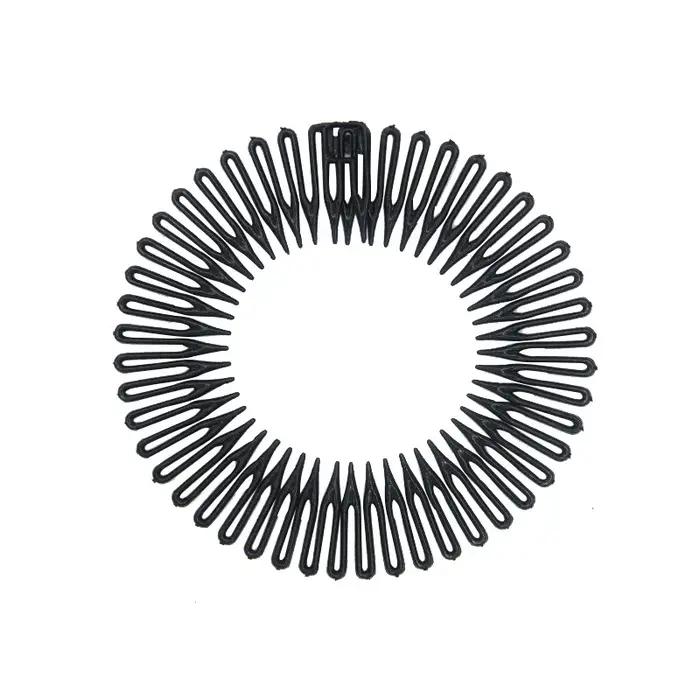 Femmes en plastique cercle complet extensible diamant Flexible peigne dents bandeau bandeau cheveux