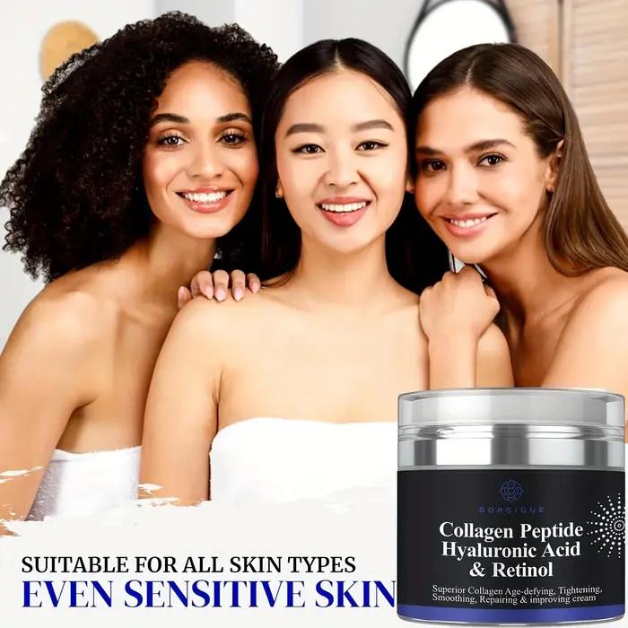 Crème peptidique au collagène, Anti-rides, acide hyaluronique et rétinol, raffermissante et raffermi