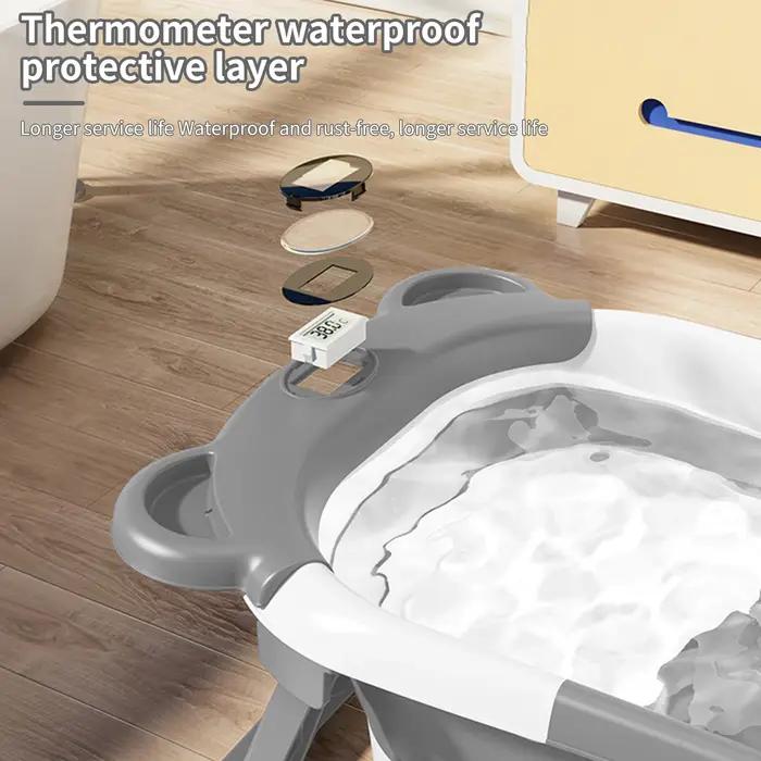 Baignoire pliable pour bébé avec thermomètre et tapis de bain doux, baignoire écologique pour nouvea