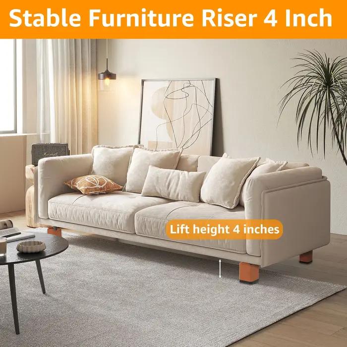 Rehausseurs de lit de 4 pouces, 4 pièces, extensions de pieds de Table détachables à 3 couches, supp