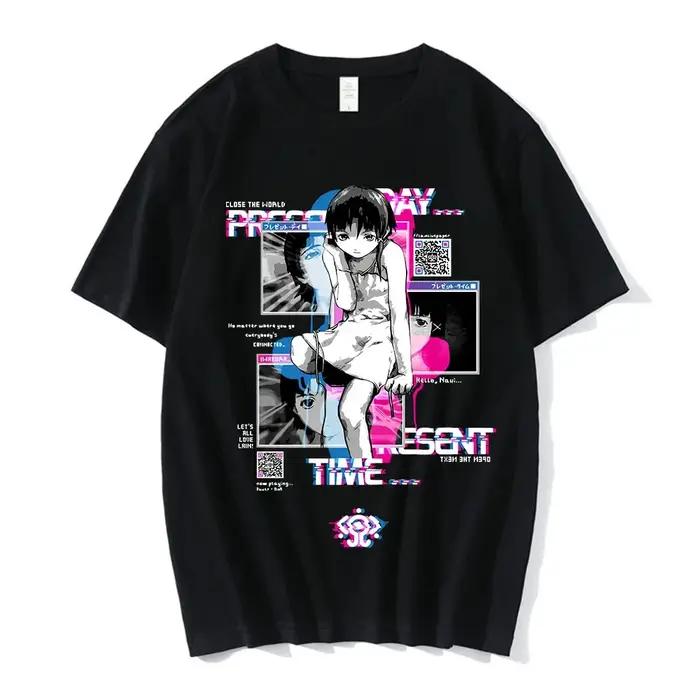 Anime expériences en série Lain T-Shirt hommes femmes graphique t-shirts unisexe Iwakura Manga fille