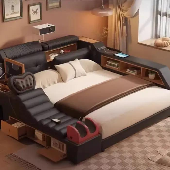 Lit de rangement noir avec tête de lit capitonnée 180x200 pour deux personnes moderne queen chambre de luxe occasions spéciales