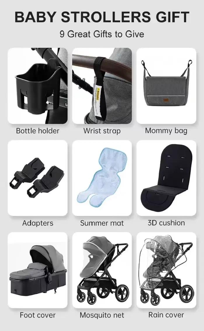 Système de voyage 3-en-1 pour bébé : poussette, landau et siège inclinable, pliable, haute position,