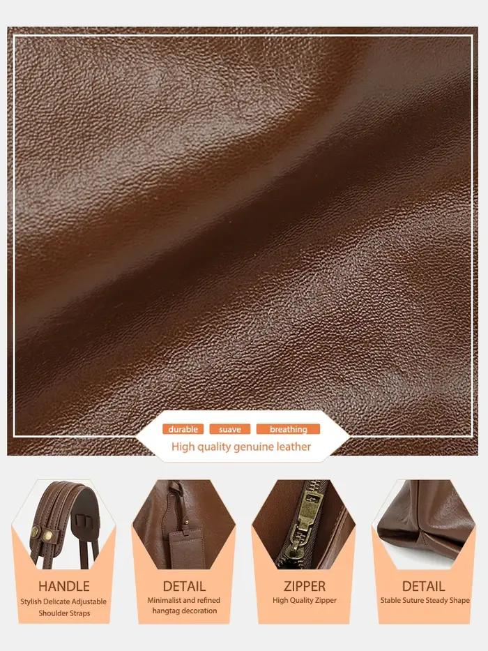 Zency – sac à main rétro pour femmes, 100% cuir véritable, sac à bandoulière pour dames, fourre-tout