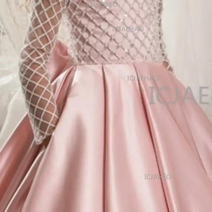 Robe de princesse pour fille 2026, style mode, en dentelle et satin, avec nœud, petite traîne et fle