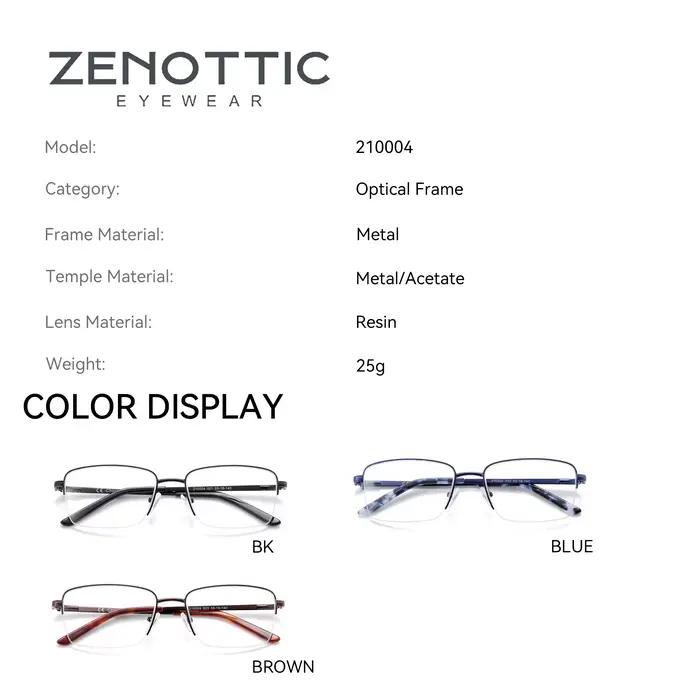 ZENOTTIC lunettes de Prescription demi-sans monture hommes Anti lumière bleue lunettes optiques phot