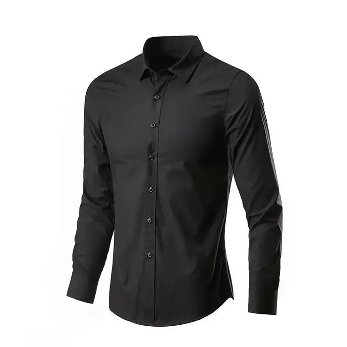 Chemise élastique à manches longues pour hommes, Anti-rides, sans repassage, confort d'affaires, mod