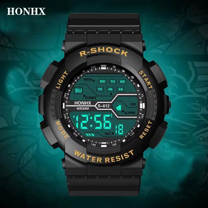 Sport de plein air hommes montre multifonction grand écran LED électronique étanche lumineux militai