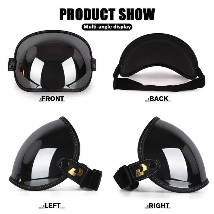 SOMAN – demi-casque de moto, rétro, visage ouvert, Vintage, bouclier à bulles, visière, lentille, lu