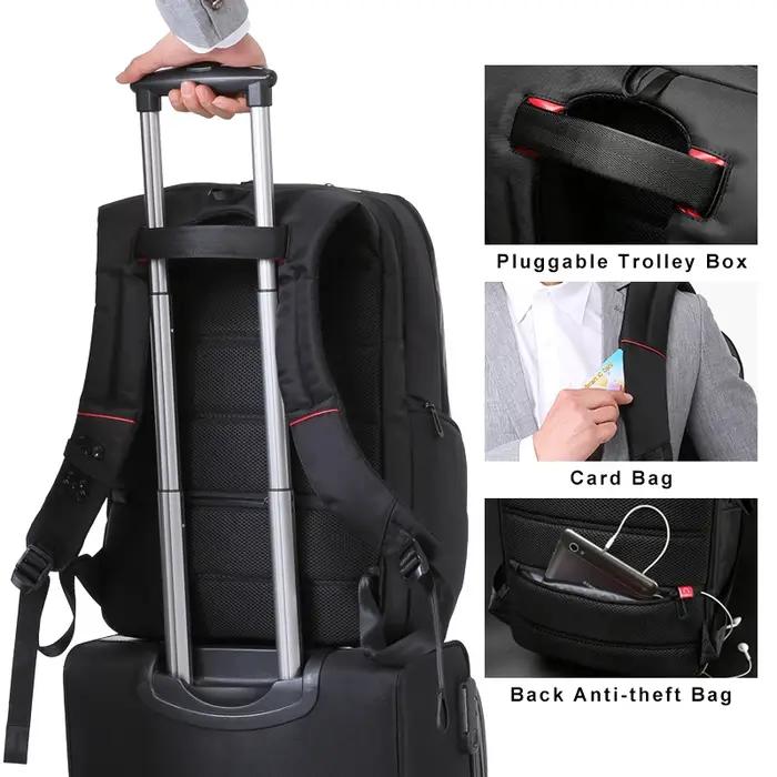 Kingsons hommes sacs à dos 15 ''17'' sac à dos pour ordinateur portable USB chargeur sac antivol sac