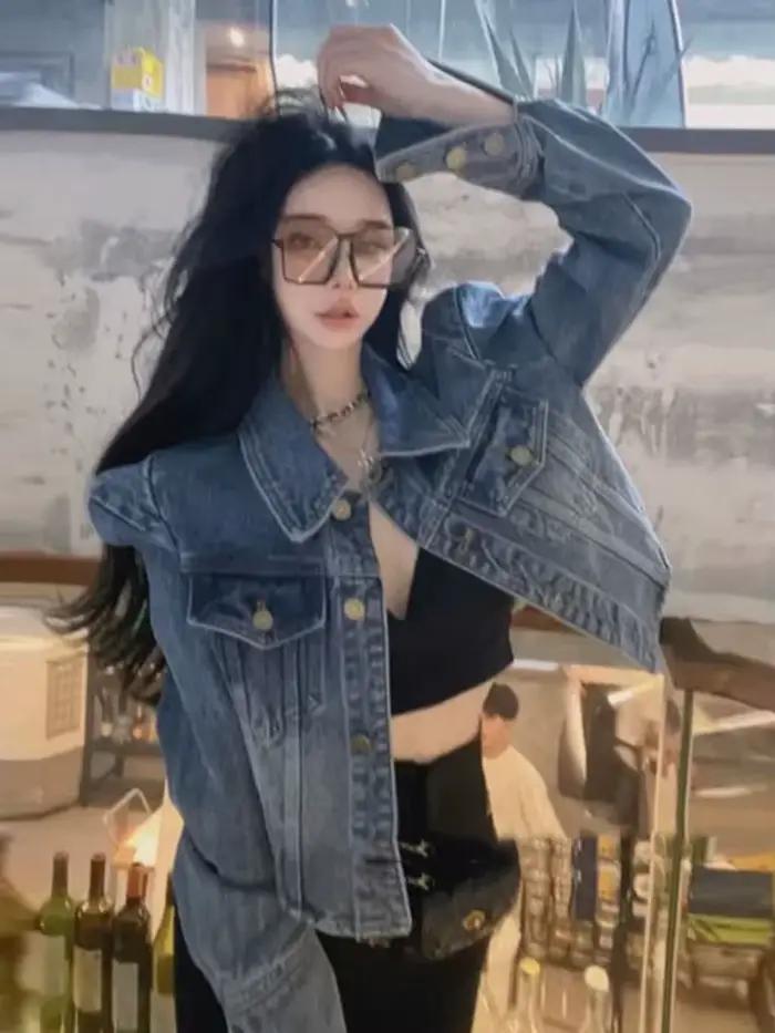 Vestes courtes en Denim pour femmes, Vintage américain, Design Chic, Hip Hop, Streetwear, vêtements