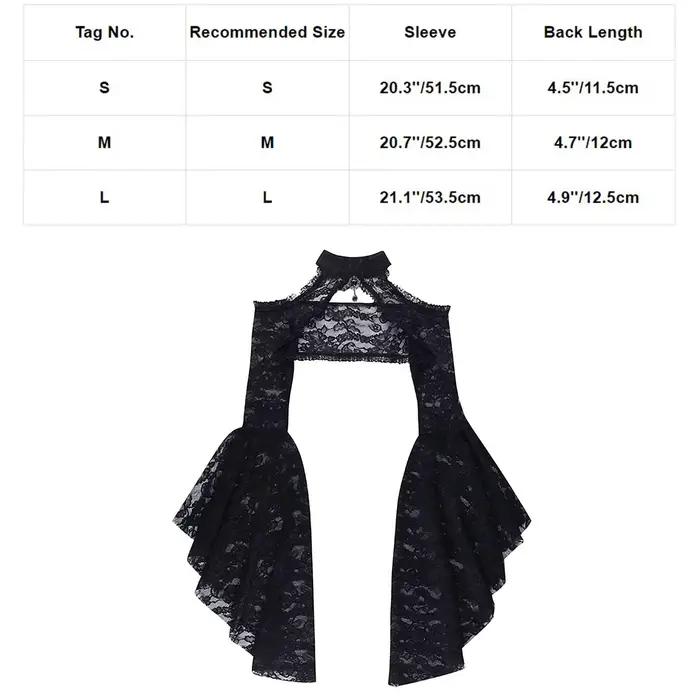 Punk boléro haussement d'épaules Top Trad Goth châles noirs manches évasées couverture enveloppes po