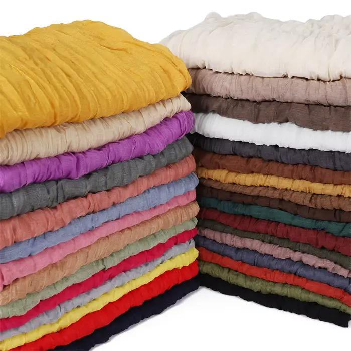 Écharpe froissée en coton pour femmes et filles, foulard léger et doux pour les journées de printemps, accessoire de mode pour étudiantes et occasions spéciales