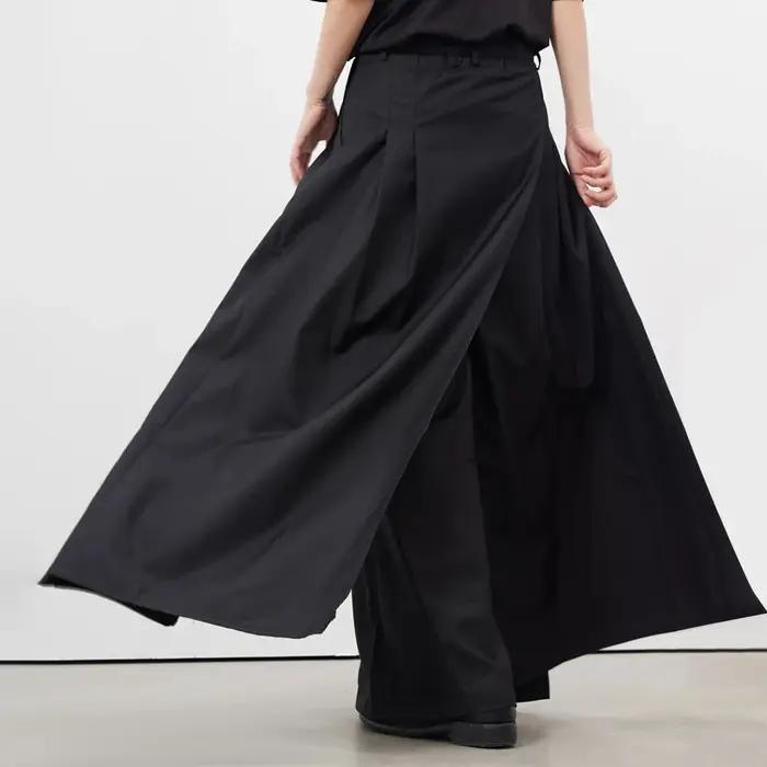 Jupe-pantalon pour hommes, Style gothique foncé japonais, culotte Double couche, personnalité de la