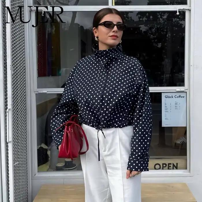 MUJER à pois Bomber vestes pour femmes surdimensionné Demi-saison veste pour femmes mode hiver mante