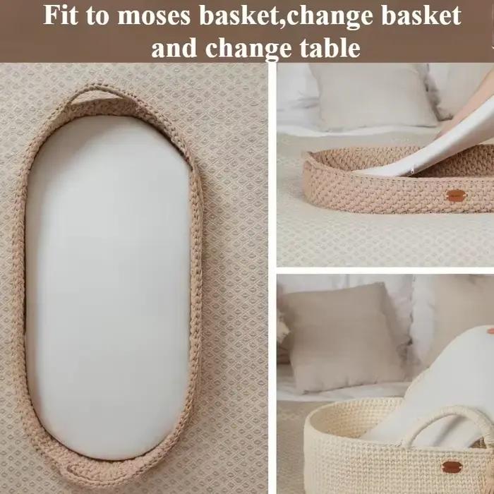 Matelas de berceau en mousse de coton biologique pour bébé avec doublure en feuille supplémentaire pour berceau panier allaitement sécurité douceur confort hypoallergénique