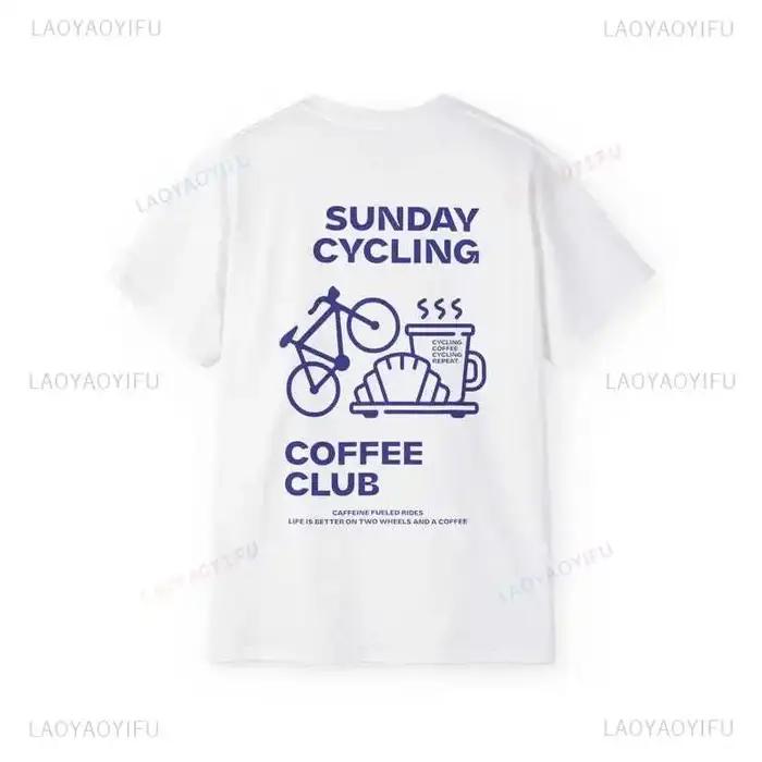 Dimanche cyclisme café Club graphique t-shirts unisexe femme homme été vélo haute qualité coton T-sh