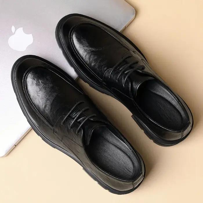 Chaussures en cuir à enfiler pour hommes, chaussures provoqué d'affaires, intérieur invisible, recom