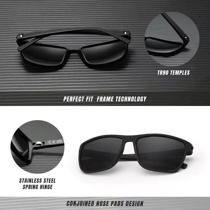 KINGSEVEN mode lunettes de soleil polarisées pour hommes UV400 lunettes rectangulaires pêche conduit