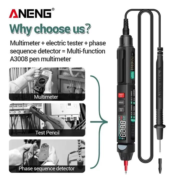 ANENG – multimètre numérique de type stylo, 6000 points, testeur de stylo professionnel Intelligent,