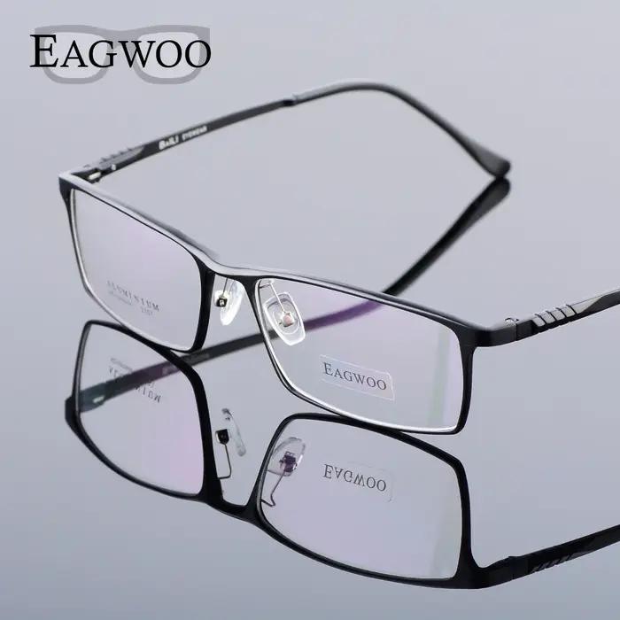Eagwoo aluminium hommes large visage lunettes de Prescription jante complète cadre optique affaires