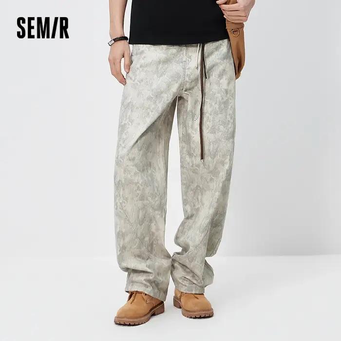 Jean Homme Semir Camouflage 2026 Imprimé Coupe 3D Ample Style Urbain Décontracté Quotidien Doux Conf