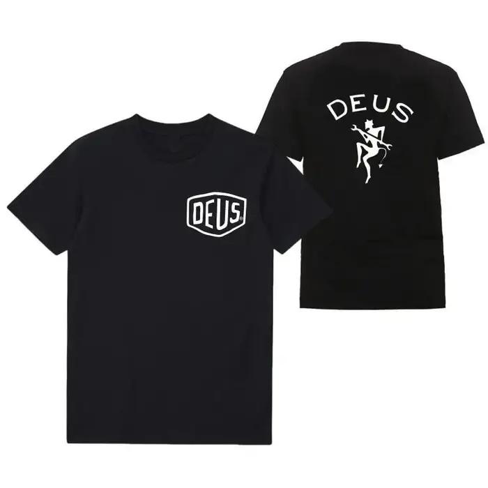DEUS EX MACHHR-Maillot de football à manches courtes pour homme, haut noir décontracté, t-shirts res