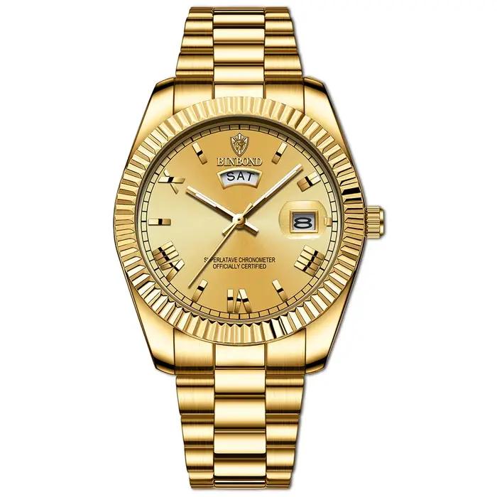 BINBOND marque hommes affaires sport montre à Quartz classique étanche calendrier lumineux horloge c