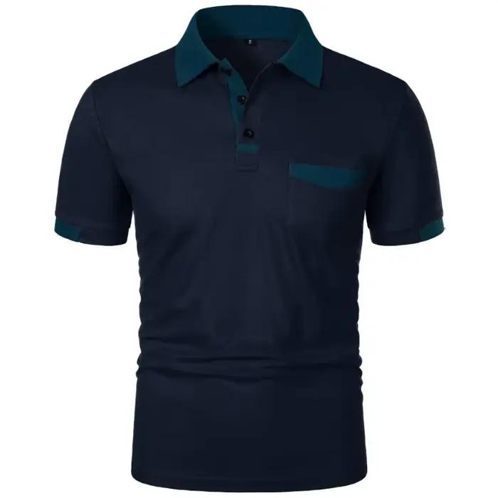 Nouveaux t-shirts à manches courtes pour hommes, Polo de couleur unie avec poches, chemises de base