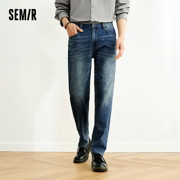 Jean Homme Semir Stretch 2026 Rétro Délavé Coupe Droite Urbain Décontracté Quotidien Doux Confortabl