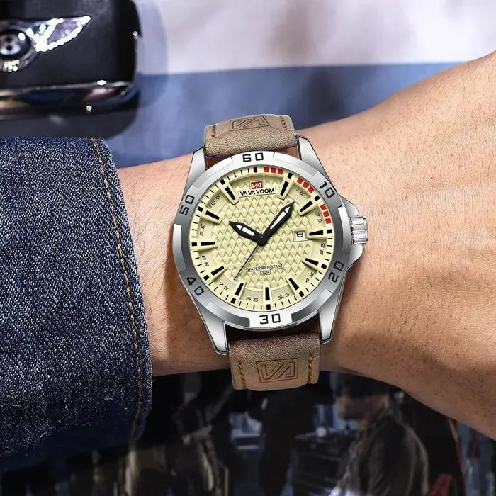 VA VA VOOM hommes Sport décontracté militaire Quartz calendrier montre-bracelet pour homme d'affaire