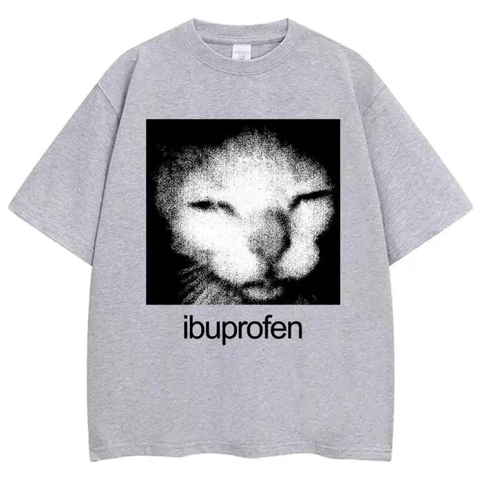 2026 Vintage Drôle Ibuprofen Chat Meme Graphique T-shirt Femmes Humor Mode T-shirts Surdimensionné D