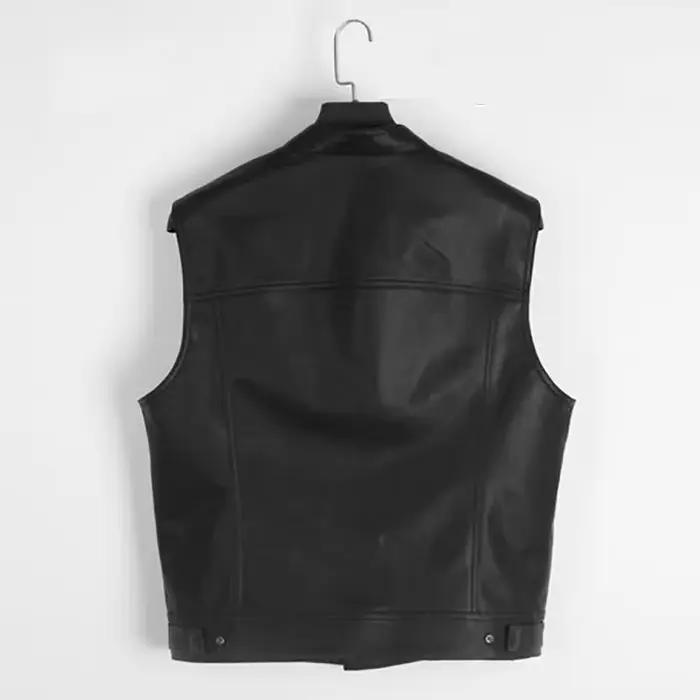 Gilet Homme Noir en Similicuir Style Motard Hip Hop Punk Printemps Sans Manches Grande Taille Décont