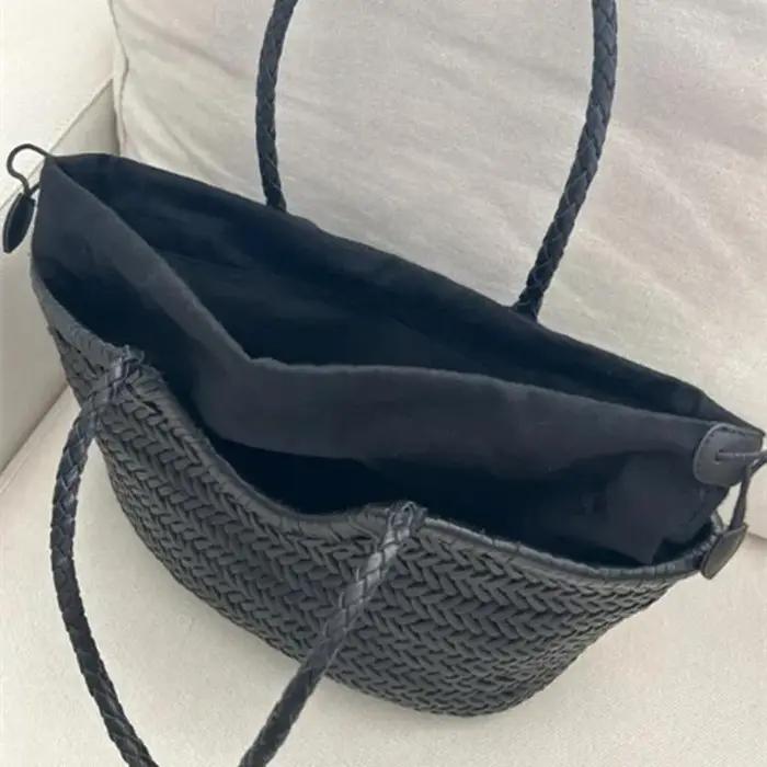 100% peau de vache naturelle tissage sacs à main main concepteur en cuir véritable femme fourre-tout