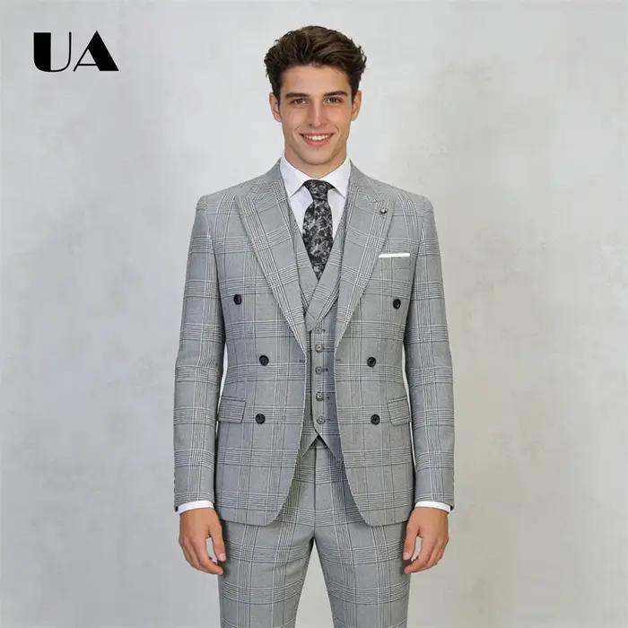 Ensemble de costume à carreaux d'affaires formel deux pièces veste pantalon XS-4XL dîner Banquet smo