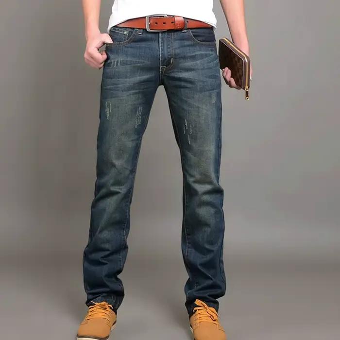 2025 Jeans décontractés hommes d'affaires jean droit pantalon en Denim extensible pantalon coupe aju
