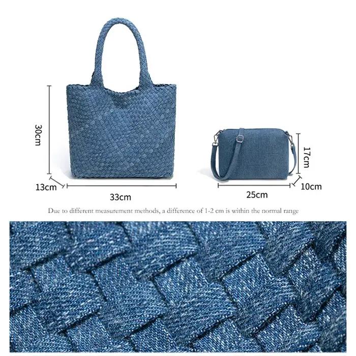 Sac à main en Denim tissé doux et robuste pour femmes, fourre-tout en tricot fait à la main, Style c