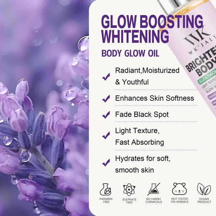 Huile pour le corps éclaircissante WK JALY, avec glutathion, lavande naturelle, améliore la douceur