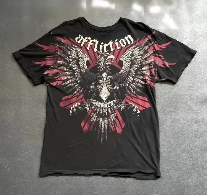 T-shirt col rond pour hommes européens et américains, nouvelle lettre de crâne gothique imprimée, co