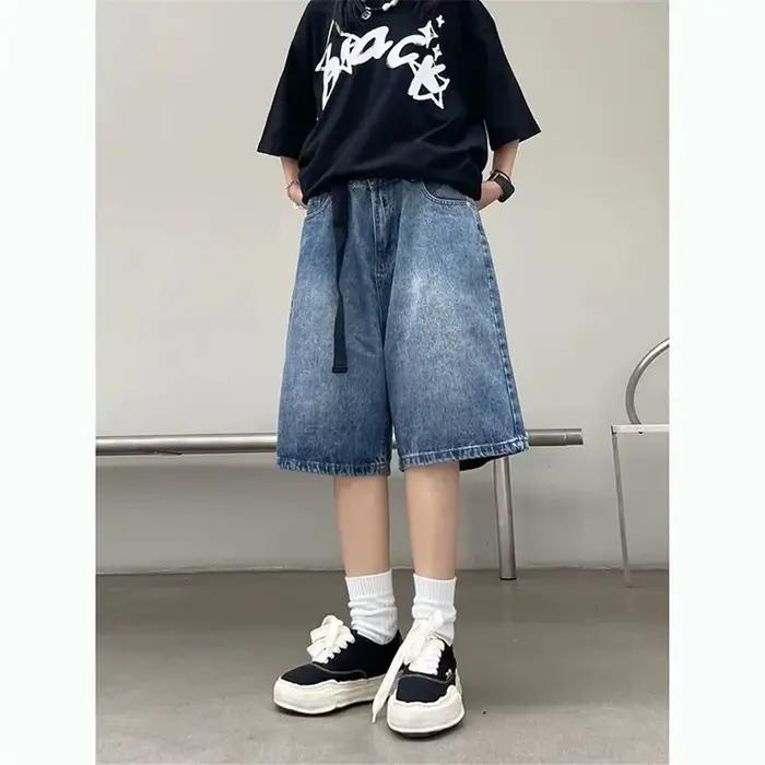 Y2K Baggy avec ceinture Jean Shorts Vintage jambe large Denim Shorts américain Streetwear décontract