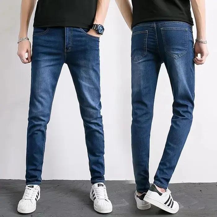 Mode hommes coupe ajustée Denim crayon pantalon de haute qualité noir blanc maigre Stretch jean homm