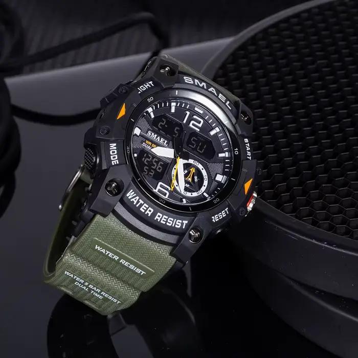 SMAEL-Montre-bracelet de sport militaire pour homme, chronomètre d'alarme, rétroéclairage numérique