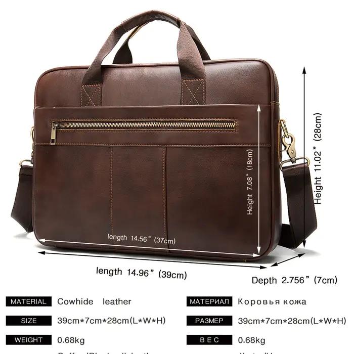 WESTAL – sac en cuir véritable pour hommes, sacoche pour ordinateur portable, mallette pour Document