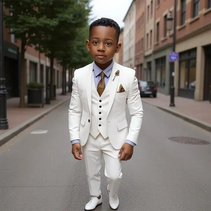 Ensemble de costume formel pour garçons de 3 à 16 ans, trois pièces, smoking élégant pour mariage, f