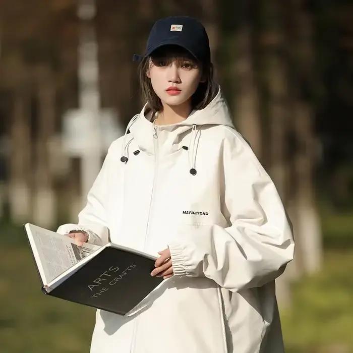 Automne femmes japonais Baseball coupe-vent vestes à manches longues unique manteau d'extérieur haut