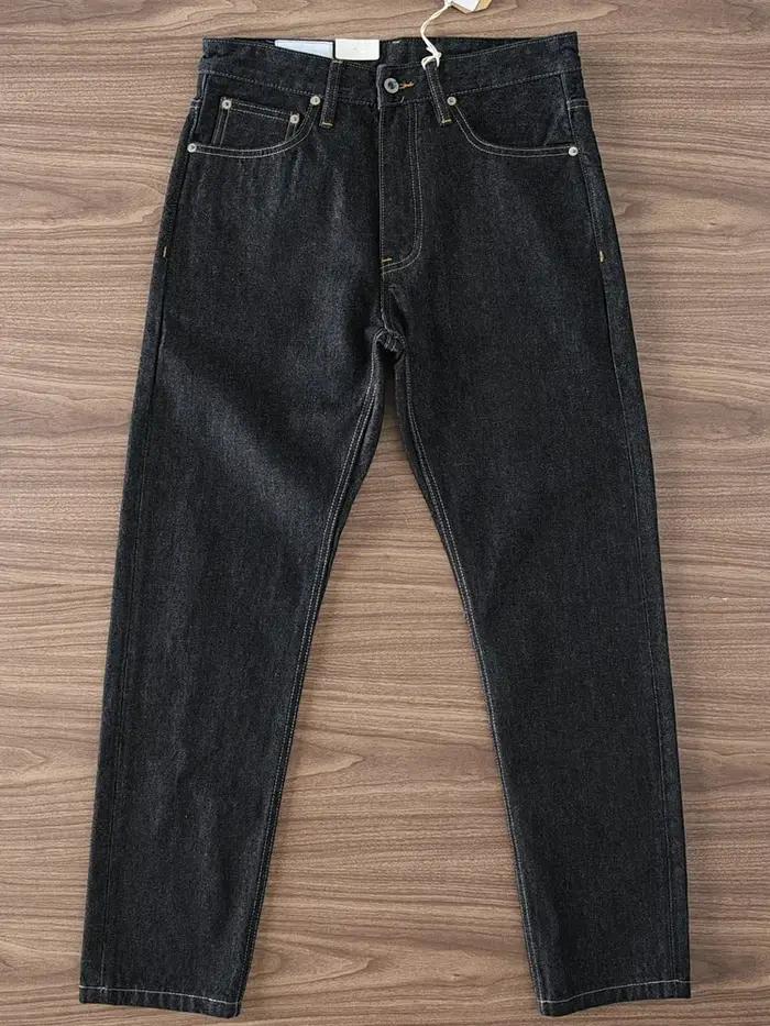 Jean en denim noir pour homme, 2024 coton lavé, pantalon droit lourd, rétro américain, document prim