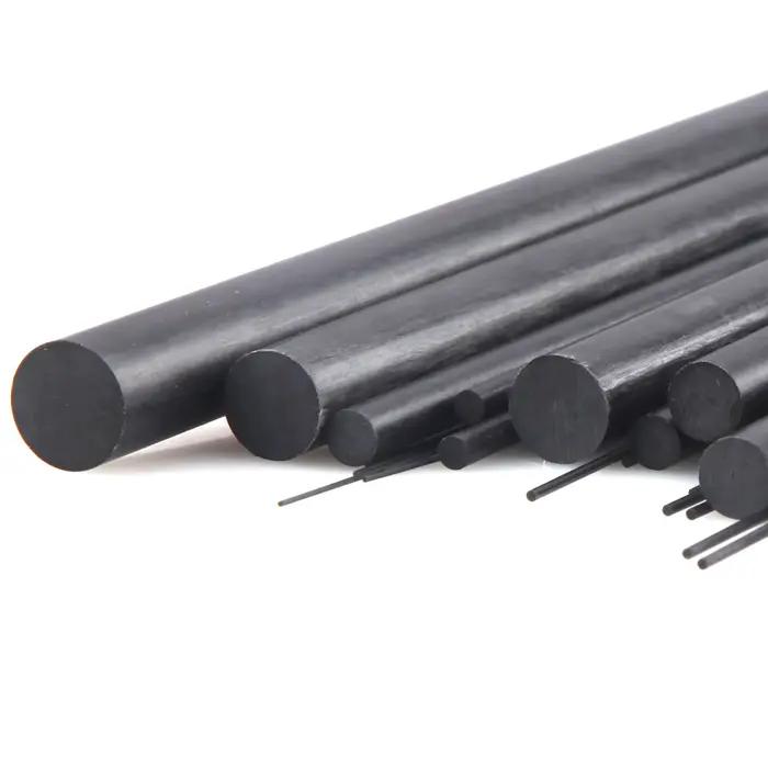 Tiges solides en Fiber de carbone, diamètre 0.5mm ~ 12mm, arbre cylindrique en carbone pour modèles