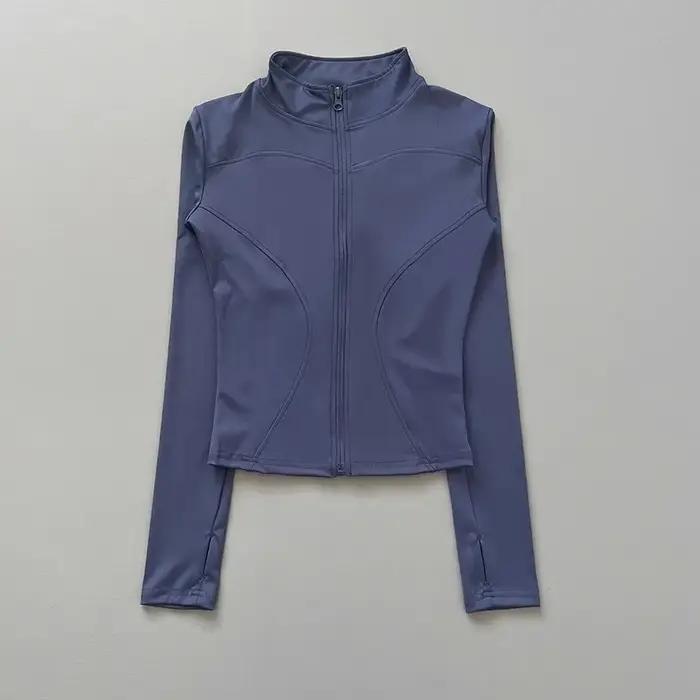 Veste d'entraînement pour femmes, extensible, ajustée, fermeture éclair sur le devant, manches longu