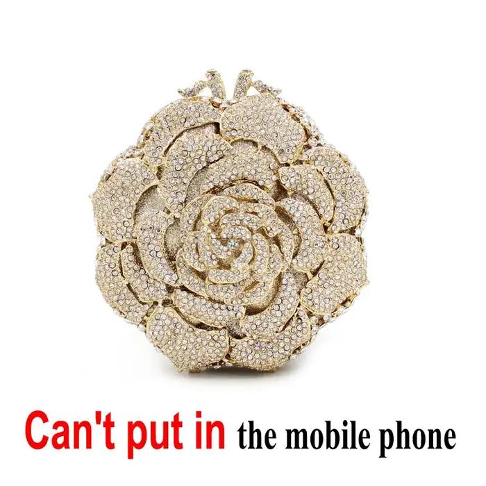 Élégant Rose mariage mariée sac à main strass sac femmes luxe brillant fête pochette sac à main conc